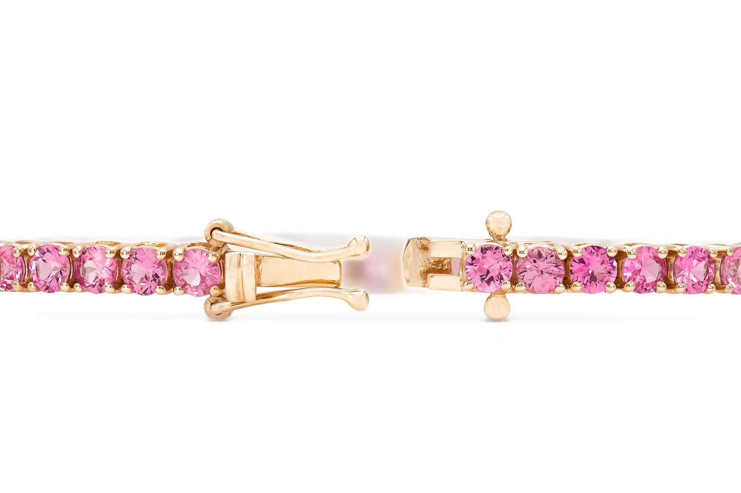 18K Rose Gold Pink Sapphire Tennis Bracelet Tw. 6.80 carat