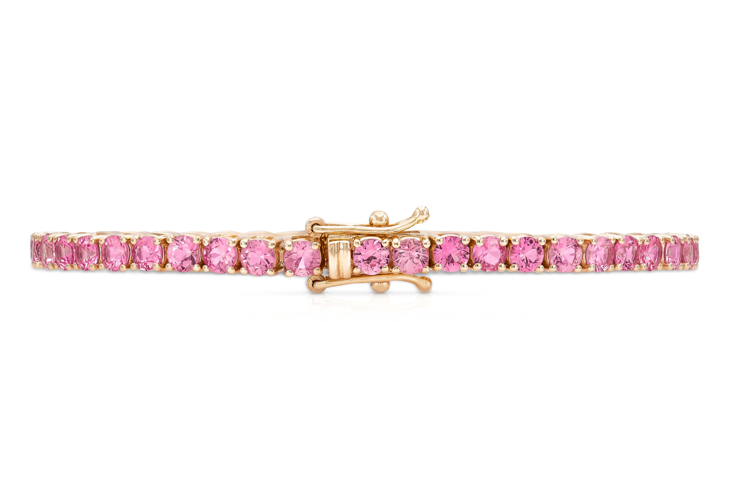 18K Rose Gold Pink Sapphire Tennis Bracelet Tw. 6.80 carat