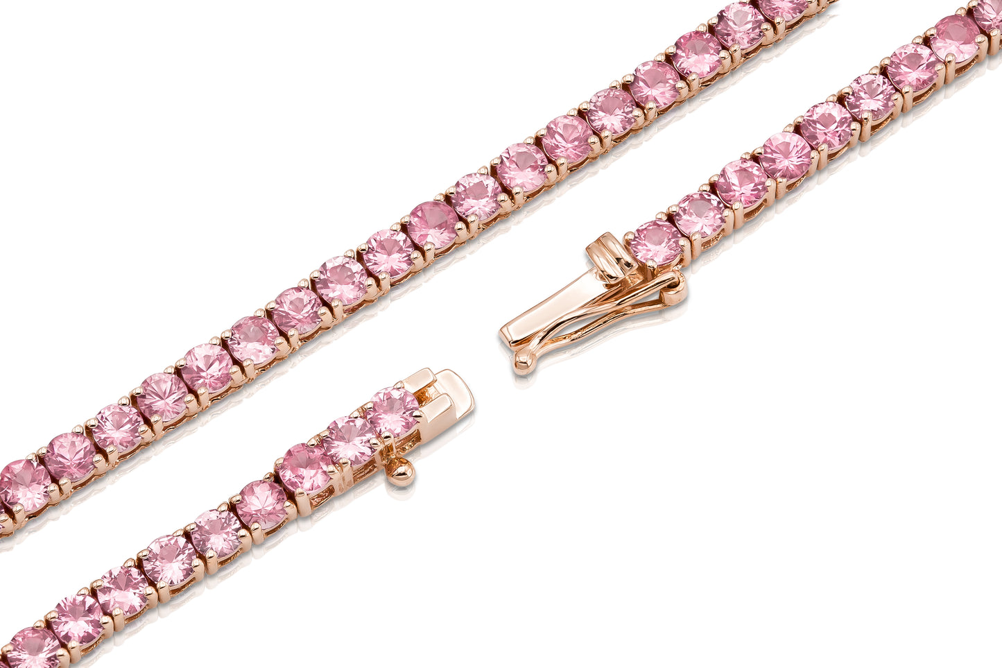 18K Rose Gold Sapphire Tennis Necklace Tw. 13.56 carat