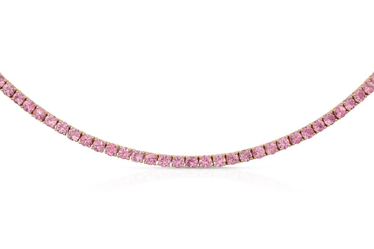 18K Rose Gold Sapphire Tennis Necklace Tw. 13.56 carat