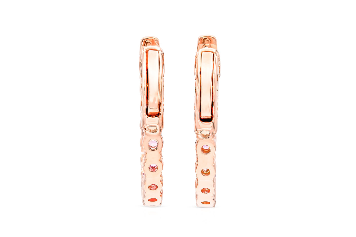18K Rose Gold Natural Pink Sapphire Hoops 2.15 carat