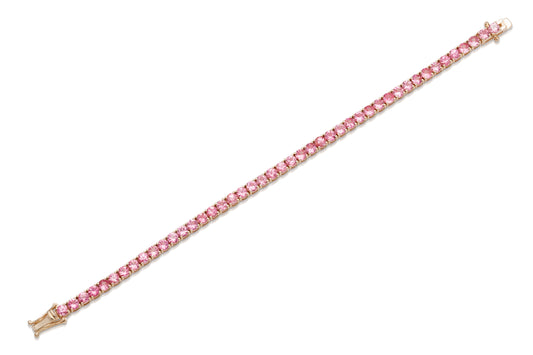 18K Rose Gold Pink Sapphire Tennis Bracelet DTW: 8.40ct