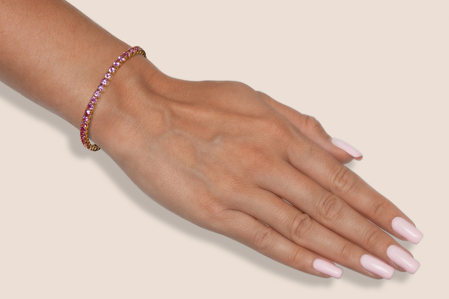18K Rose Gold Pink Sapphire Tennis Bracelet DTW: 8.40ct