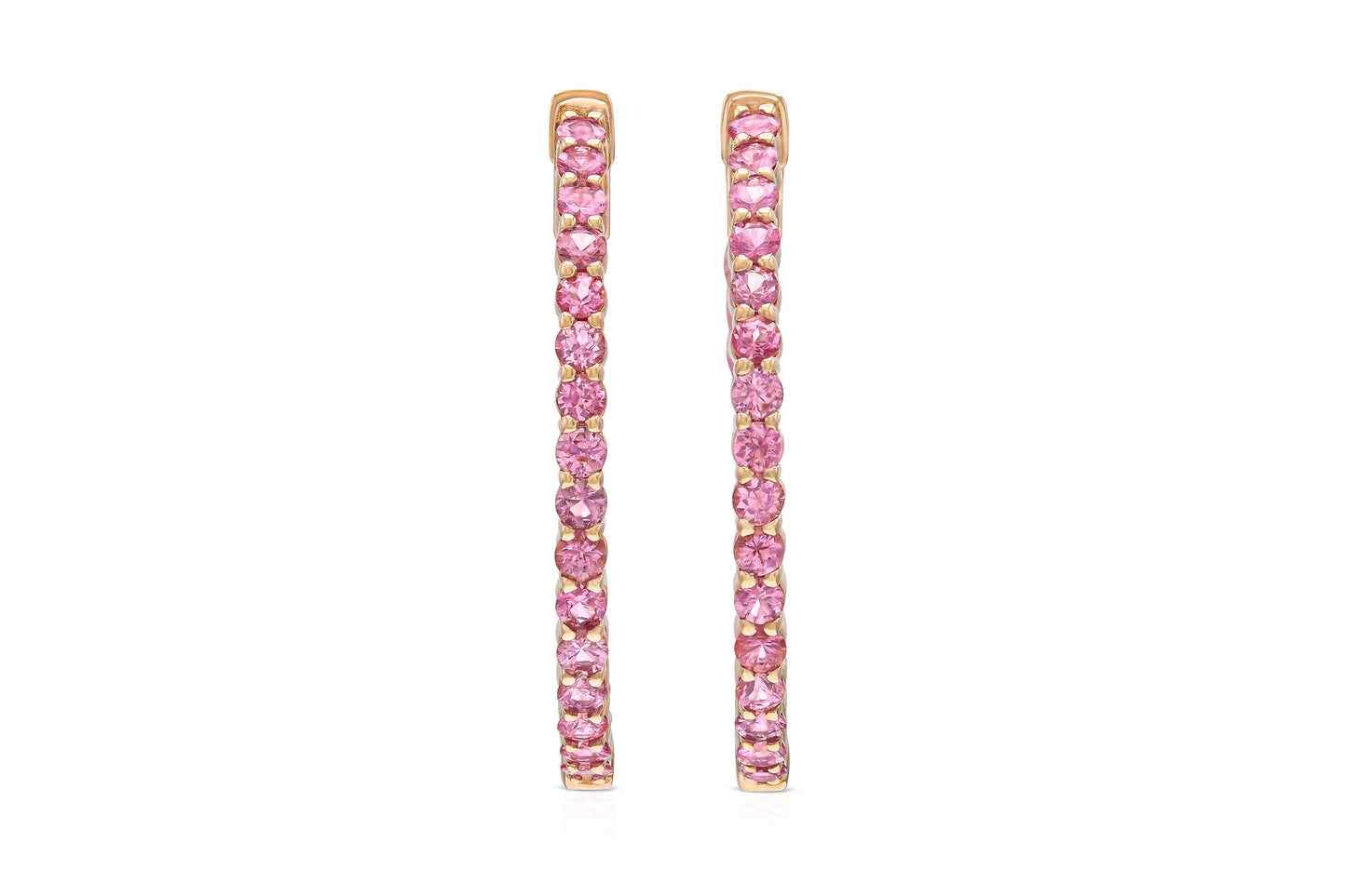 18K Rose Gold Pink Sapphire Hoops TW. 3.19ct