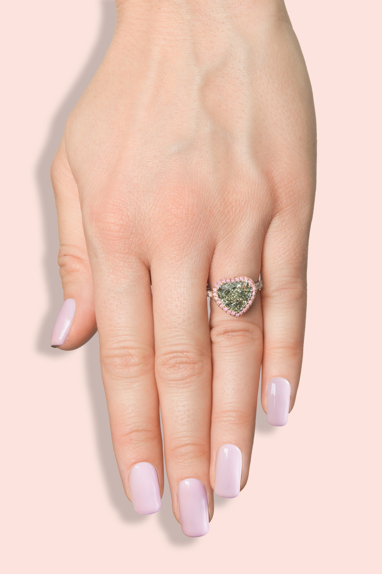 4.03ct Heart Shape Yellow-Green Diamond Ring