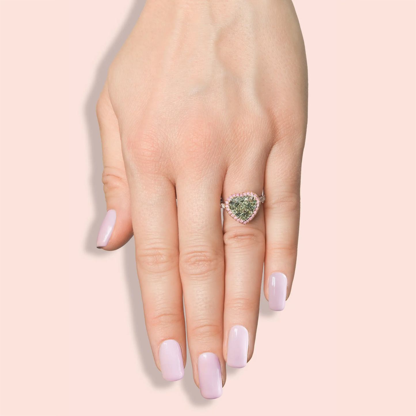 4.03ct Heart Shape Yellow-Green Diamond Ring