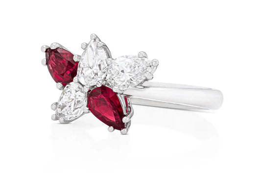 18K White Gold Diamond & Ruby Ring