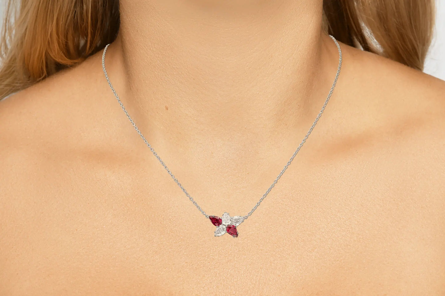 18K White Gold Diamond & Ruby Constellation Pendant