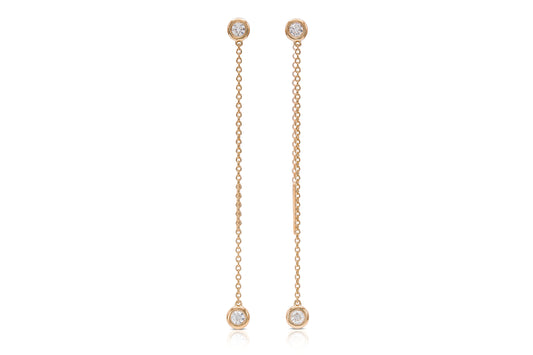18K Yellow Gold Diamond Thread Earrings