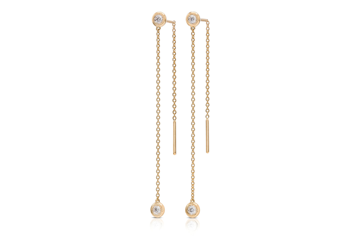 18K Yellow Gold Diamond Thread Earrings