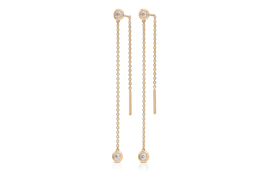 18K Yellow Gold Diamond Thread Earrings