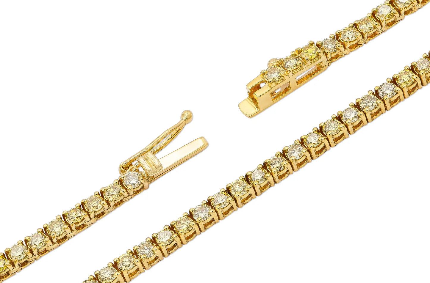 18K Yellow Gold Fancy Intense Yellow Diamond Tennis Necklace 6.36 carat