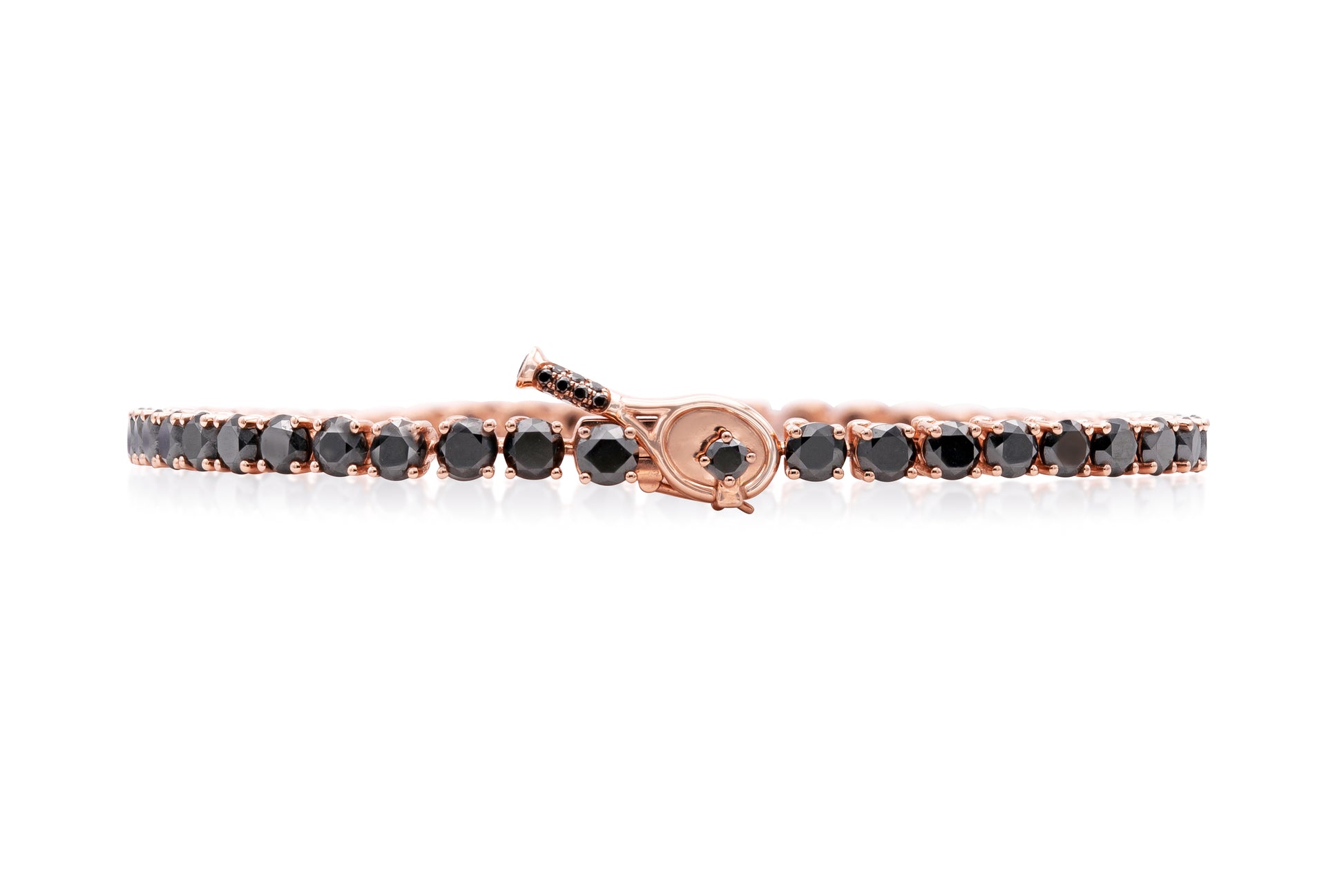 18K Rose Gold Natural Black Diamond Tennis Bracelet