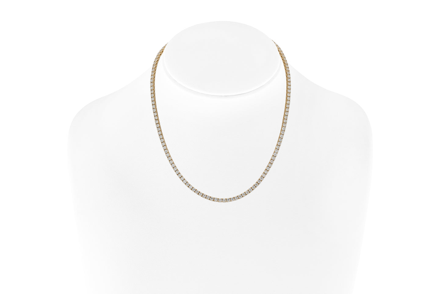 18K Yellow Gold Tennis Necklace Dtw. 10.52 carat