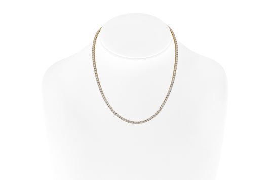 18K Yellow Gold Tennis Necklace Dtw. 10.52 carat