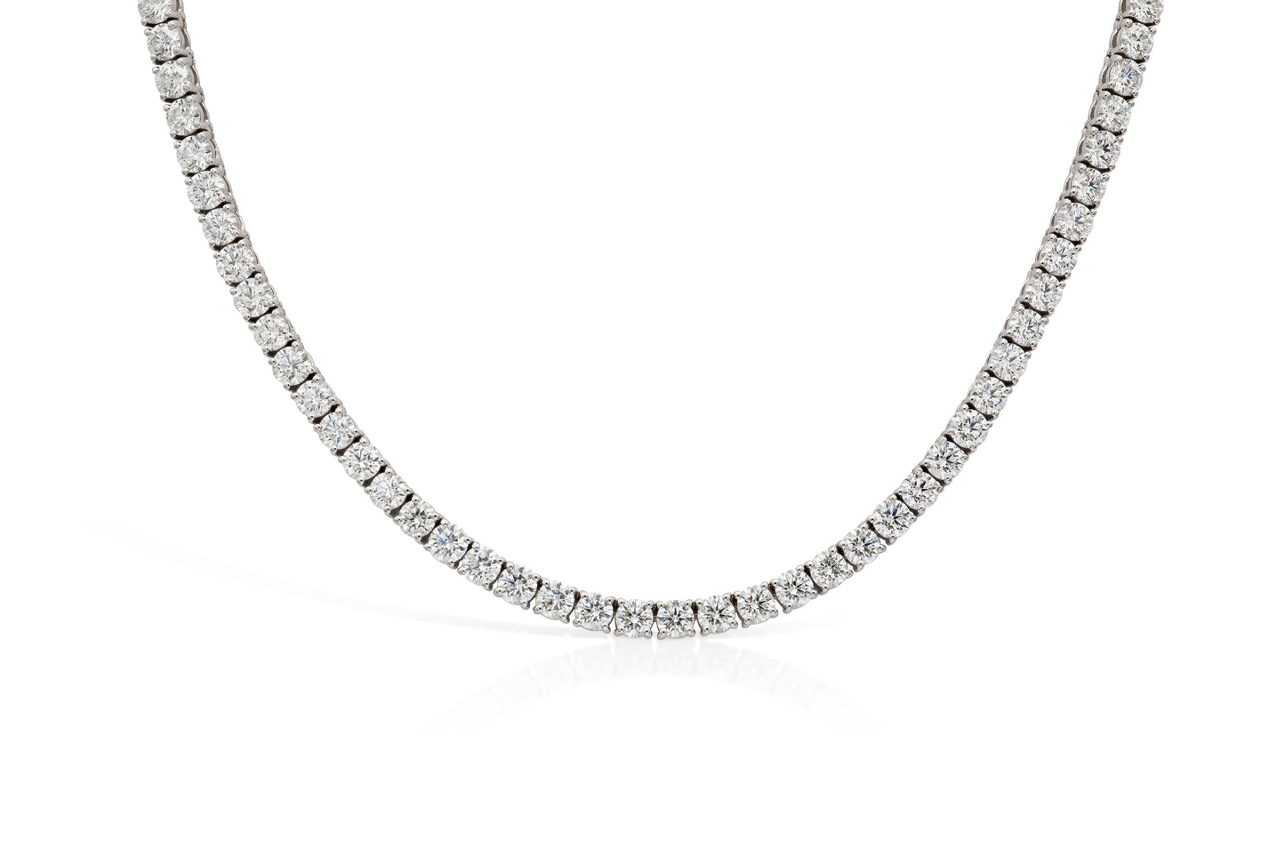18K White Gold Tennis Necklace DTw. 23.50ct