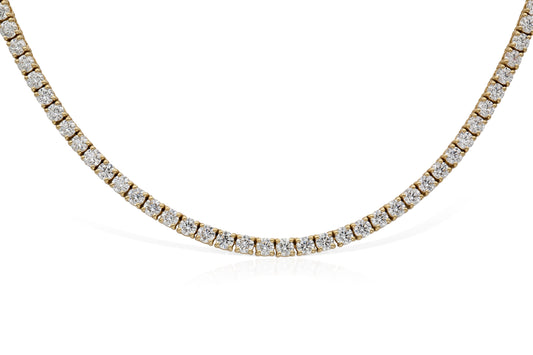 18K Yellow Gold Tennis Necklace Dtw. 10.52 carat