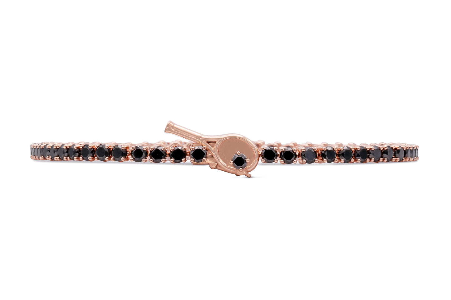 18K Rose Gold Black Diamond Tennis Bracelet Tw. 6.96 carat