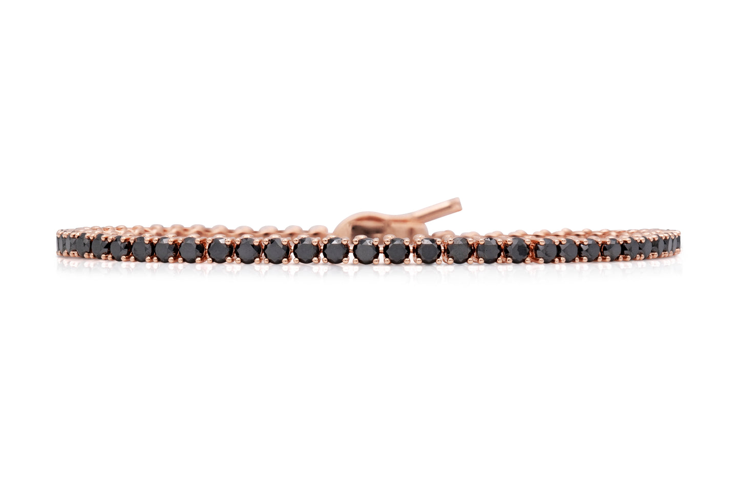 18K Rose Gold Black Diamond Tennis Bracelet Tw. 6.96 carat