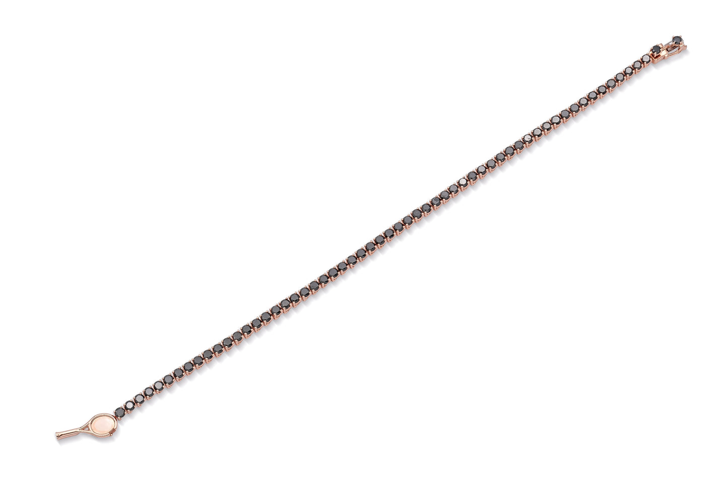 18K Rose Gold Black Diamond Tennis Bracelet Tw. 6.96 carat