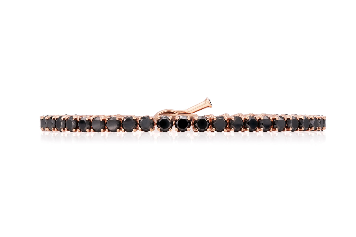 18K Rose Gold Natural Black Diamond Tennis Bracelet