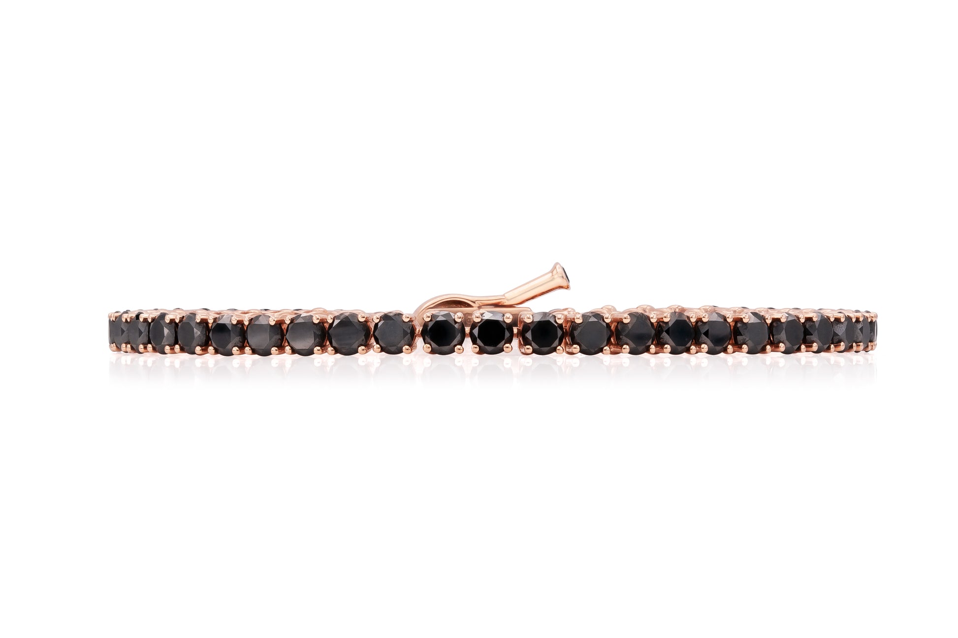 18K Rose Gold Natural Black Diamond Tennis Bracelet