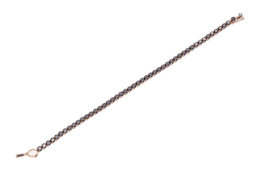 18K Rose Gold Natural Black Diamond Tennis Bracelet