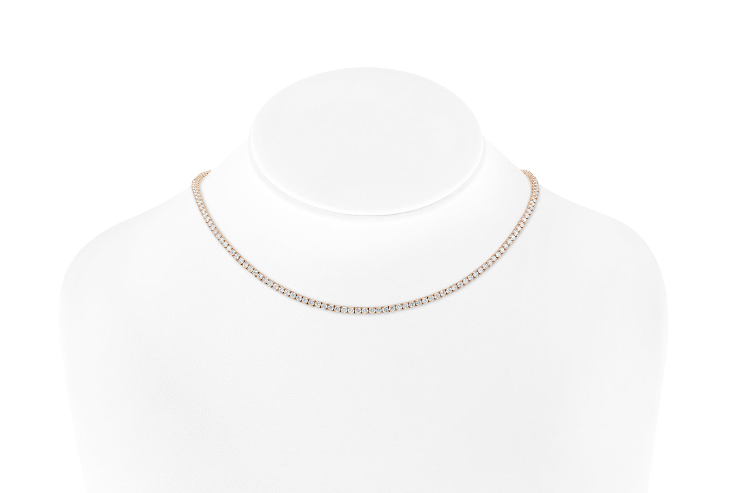 18K Rose Gold Classic Diamond Tennis Necklace