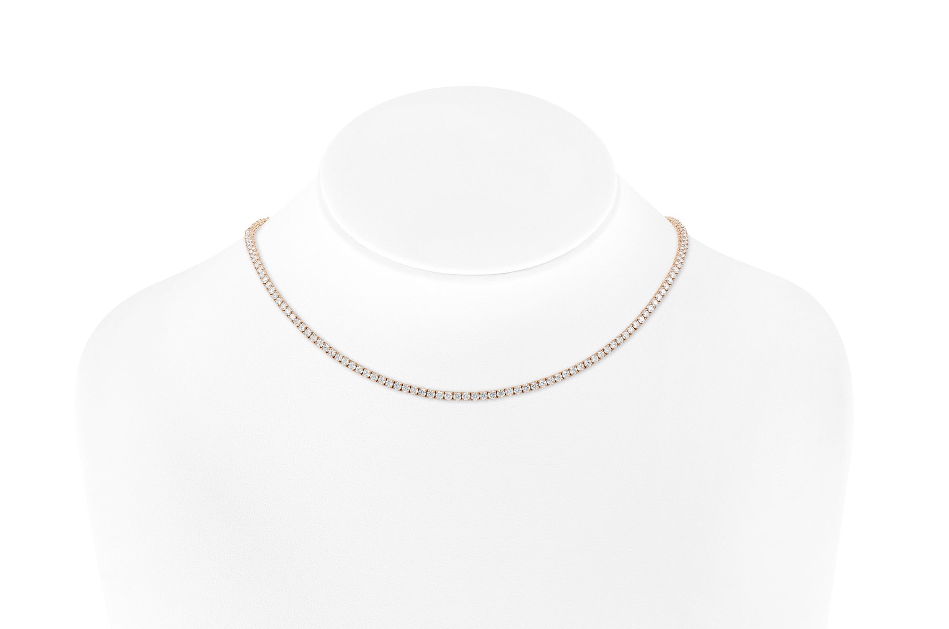 18K Rose Gold Classic Diamond Tennis Necklace