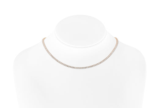 18K Rose Gold Classic Diamond Tennis Necklace