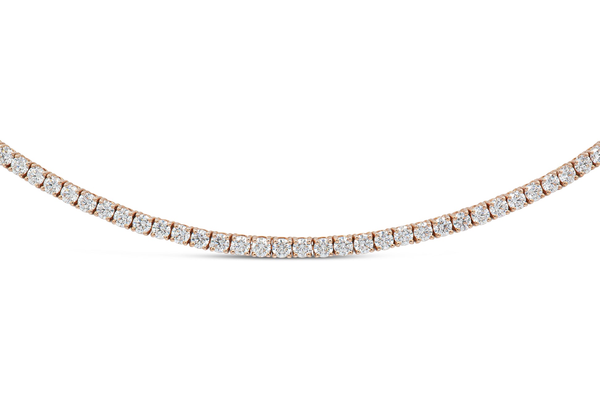 18K Rose Gold Classic Diamond Tennis Necklace