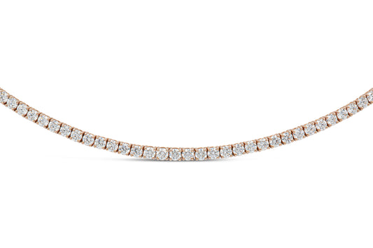 18K Rose Gold Classic Diamond Tennis Necklace