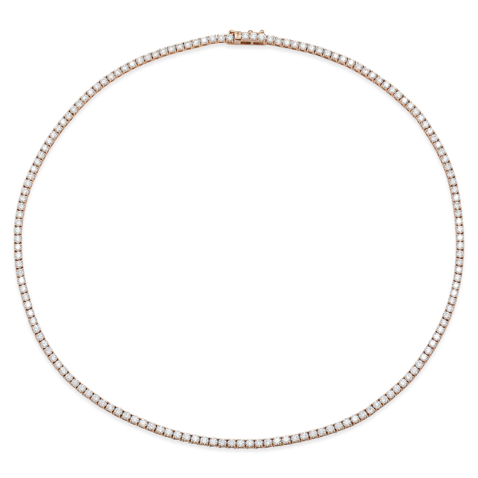 18K Rose Gold Classic Diamond Tennis Necklace