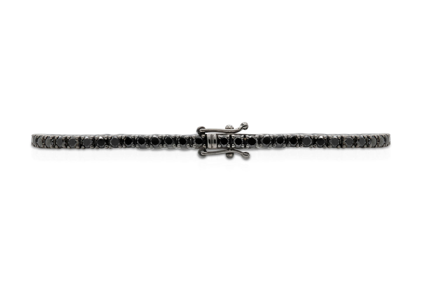18K White Gold Black Rhodium Black Diamond Tennis Bracelet Tw. 4.08 carat