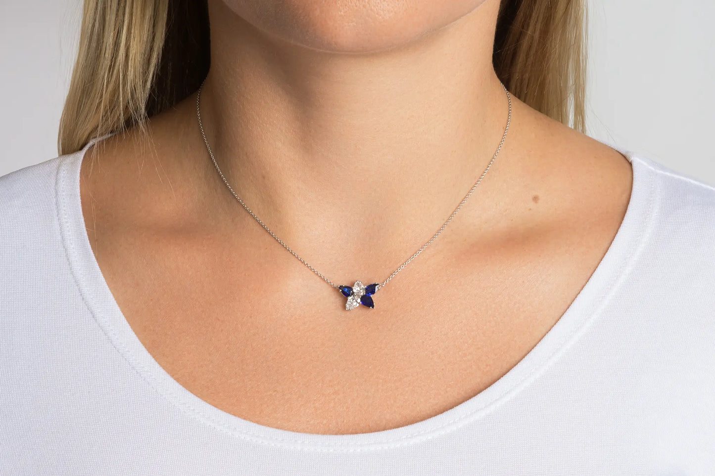 18K White Gold Diamond & Royal Blue Sapphire Constellation Pendant