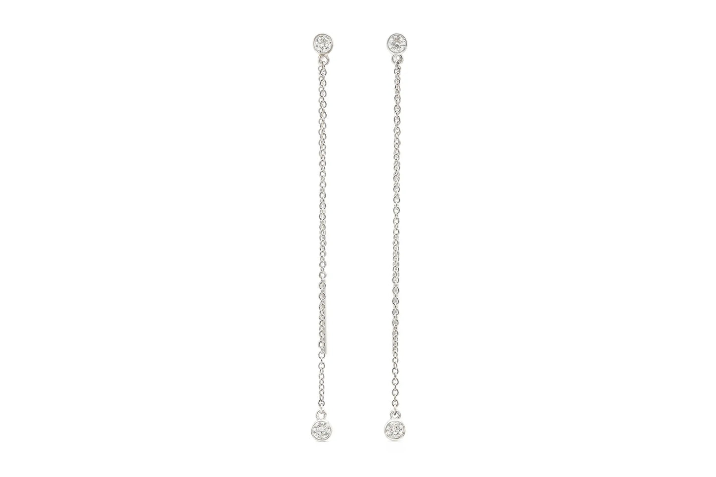18K White Gold Thread Earrings