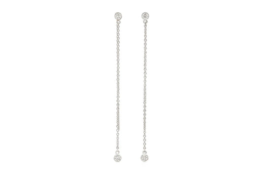 18K White Gold Thread Earrings