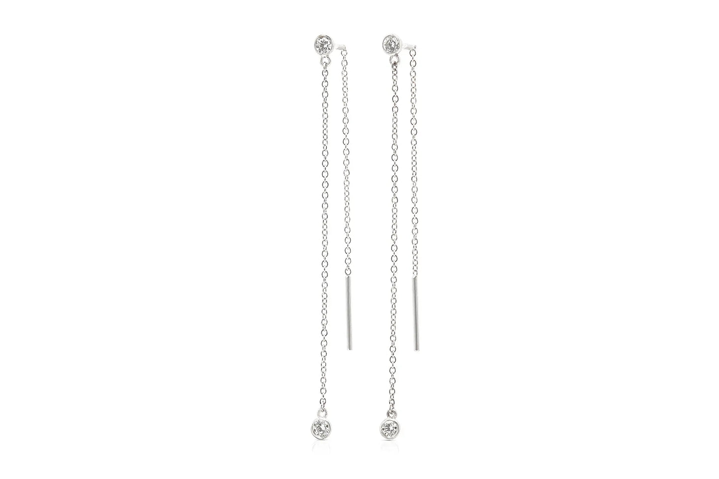 18K White Gold Thread Earrings