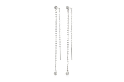 18K White Gold Thread Earrings