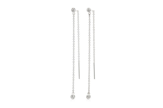 18K White Gold Thread Earrings