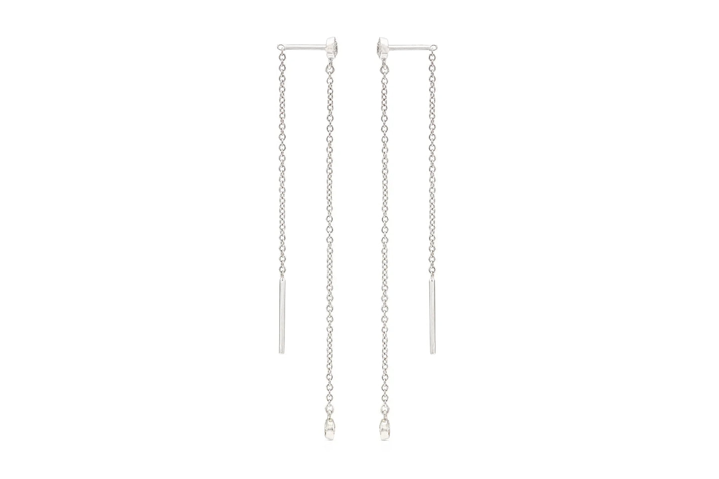 18K White Gold Thread Earrings