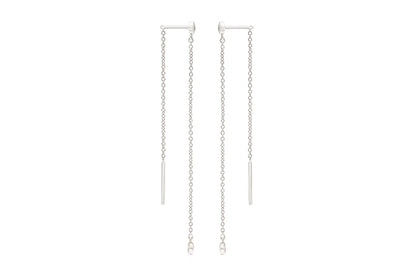 18K White Gold Thread Earrings