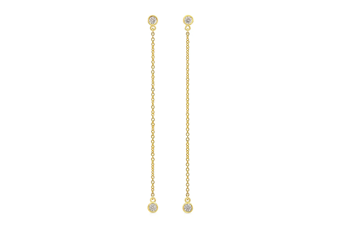 18K Yellow Gold Diamond Thread Earrings