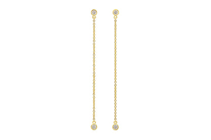 18K Yellow Gold Diamond Thread Earrings