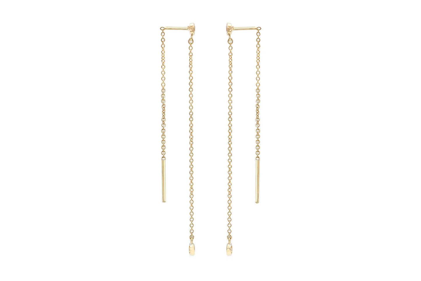 18K Yellow Gold Diamond Thread Earrings