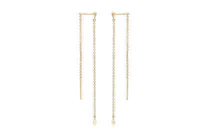 18K Yellow Gold Diamond Thread Earrings