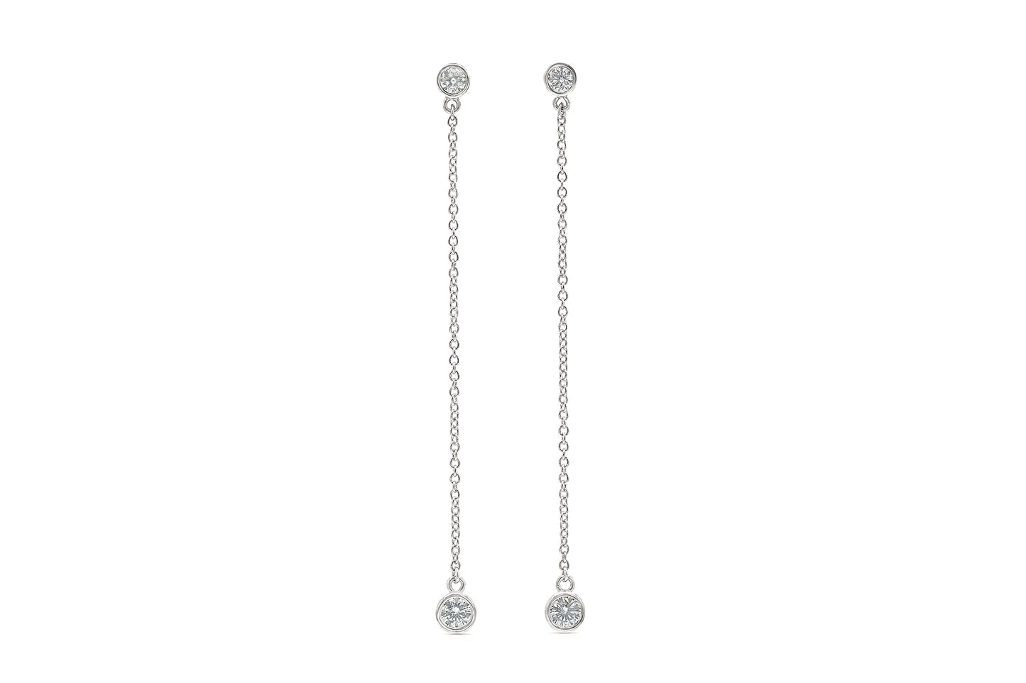 18K White Gold Thread Earrings