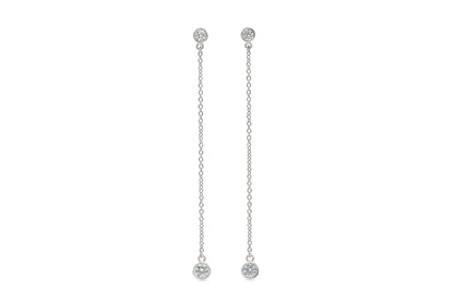 18K White Gold Thread Earrings