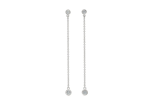 18K White Gold Thread Earrings