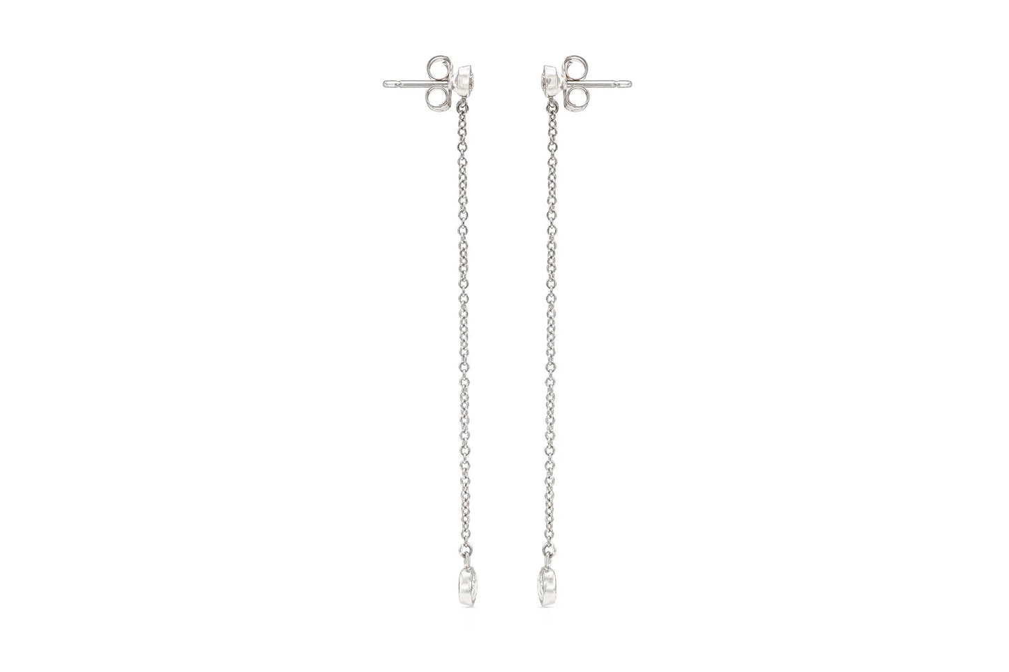 18K White Gold Thread Earrings